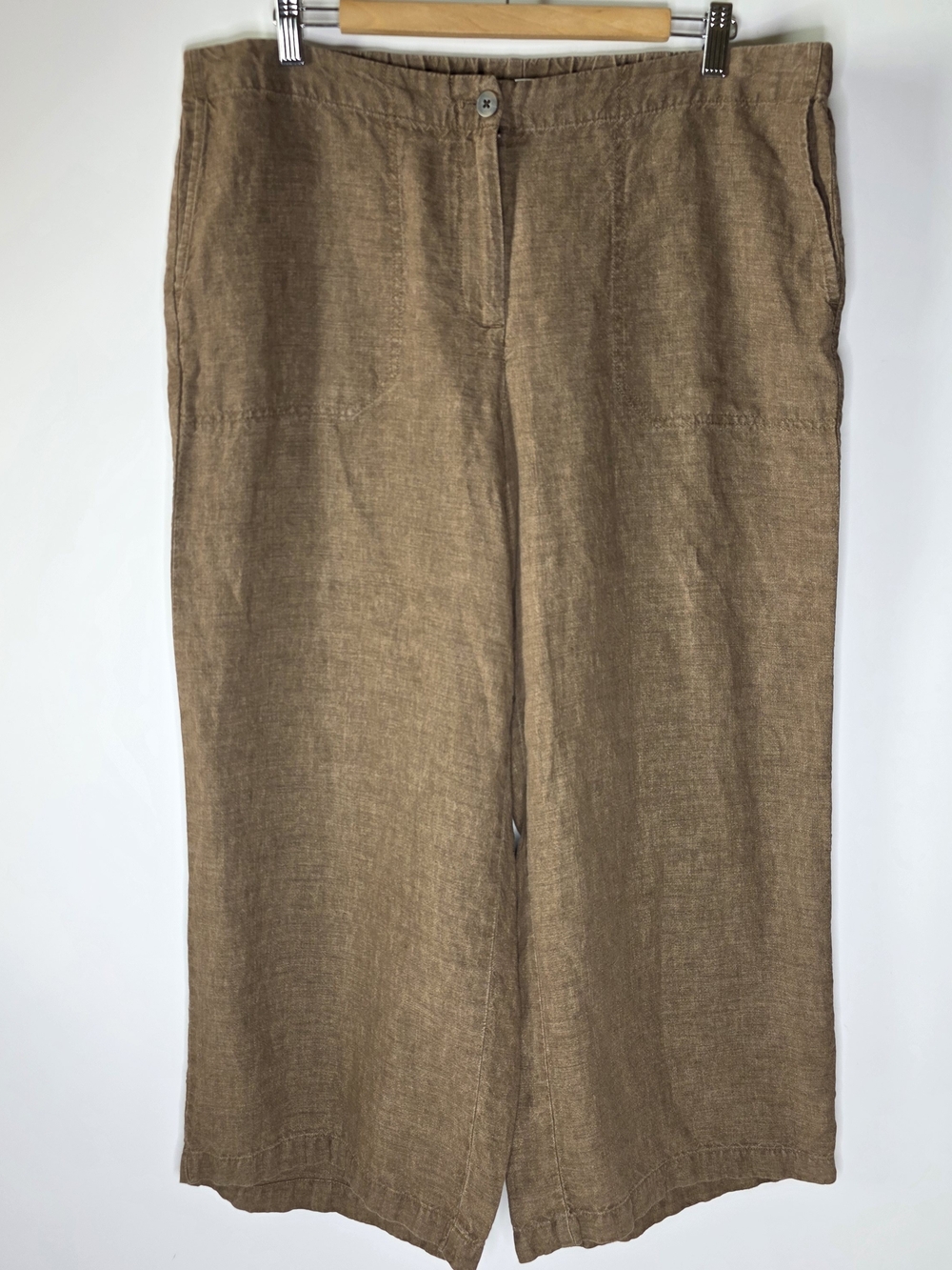 J Jill love Linen Brown 100% Linen straight leg casual Pants Size Large